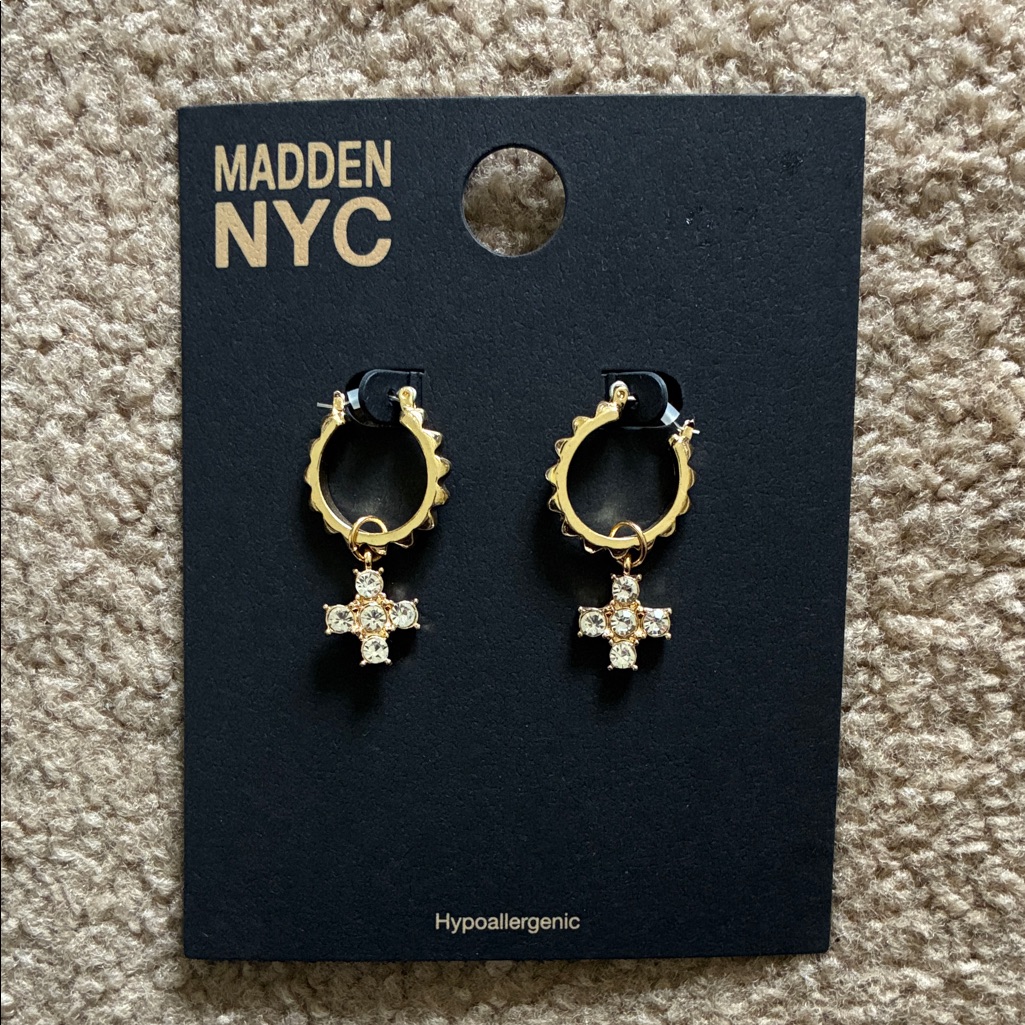Madden Nyc Gold Tone Western Charm Hoop Earrings
